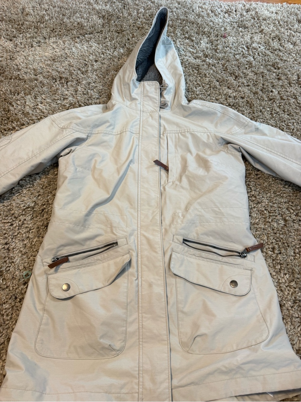 Light Beige Hooded Parka Jacket
